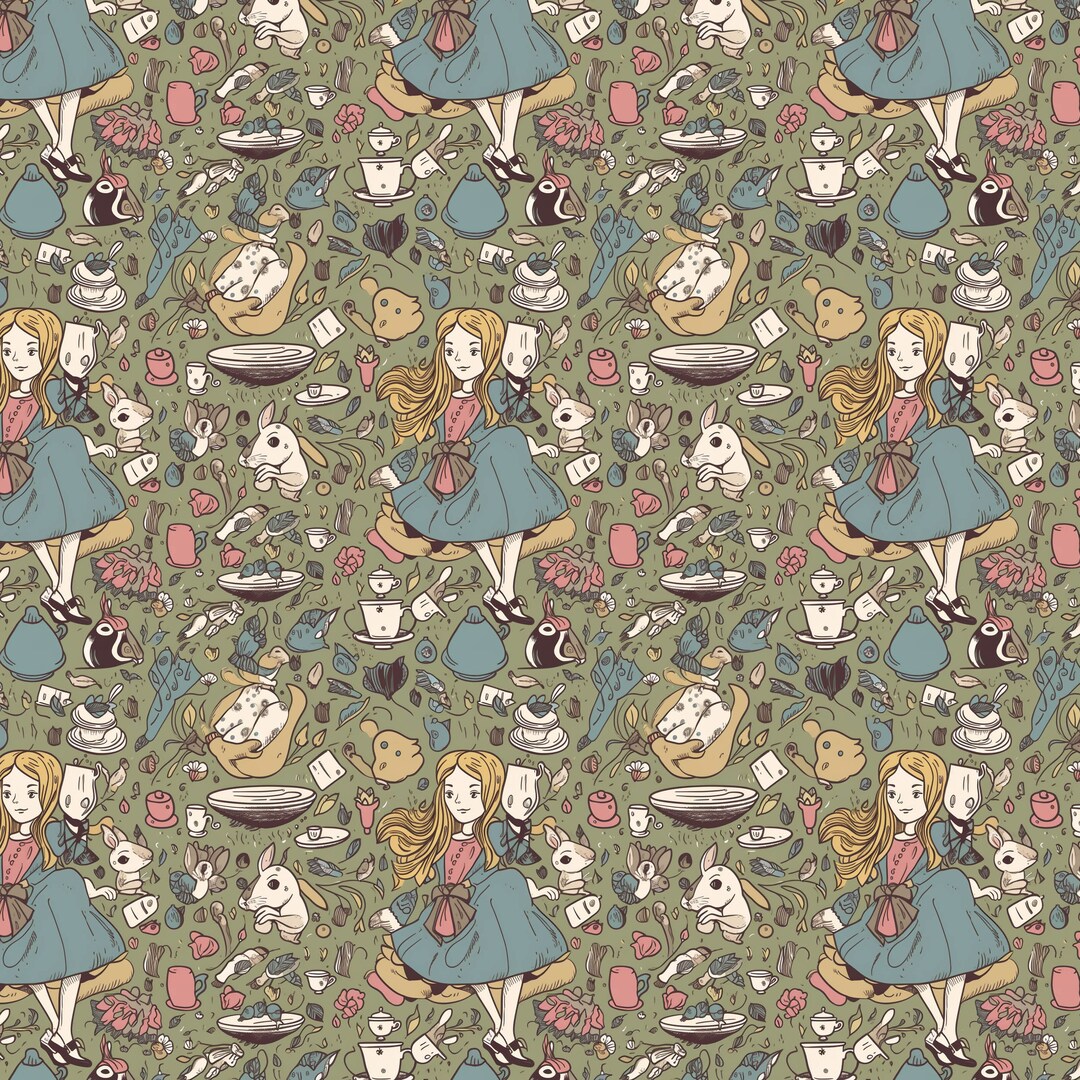 Seamless Digital Paper, Alice in Wonderland, 3 Variations High