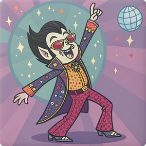Disco Vampire Magnet, Fun Home Decor, Kitchen Fridge Magnet, Quirky Gift, Halloween Decor, Unique Collectible