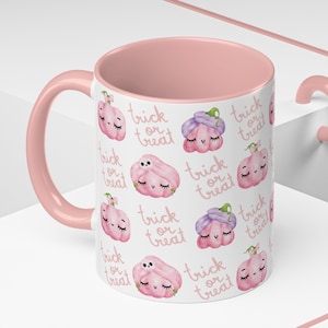 Pink Pumpkin Halloween Mug, Pink Pumpkins, Eyelashes Mug, Boo Coffee Cup, Gifts for her, Halloween gift, Pastel Halloween Mug