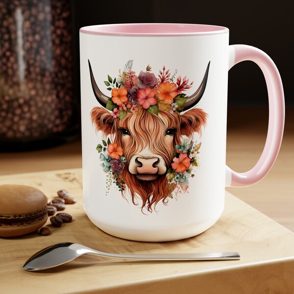 Grumpy Old Cow Mug - 11oz Funny Coffee Mug With Highland Cow & Wine Design