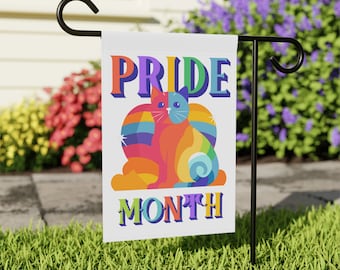 Cat Pride Month Garden Flag, Rainbow Colors