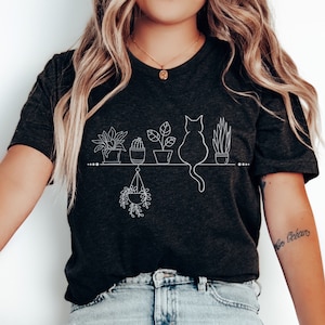 Katzen und Pflanzen Shirt, Pflanzendame, Pflanzenliebhaber, Gärtnerin Shirt, Shirts für Katzenliebhaber, Sukkulenten Pflanzen Shirt, Pflanzenliebhaber Geschenk Katzen T-Shirt