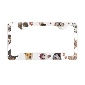 Dog Lover's Metal License Plate Frame | Pet Car Accessory, Dog Mom Gift, Animal-themed Decor, Cute Dog License Plate Holder