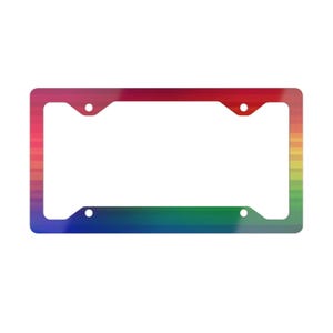 License Plate Frame, Rainbow Ombre, Car Accessory, Vehicle Decoration, Colorful Plate Holder, Metal Auto Frame, Gift for Driver