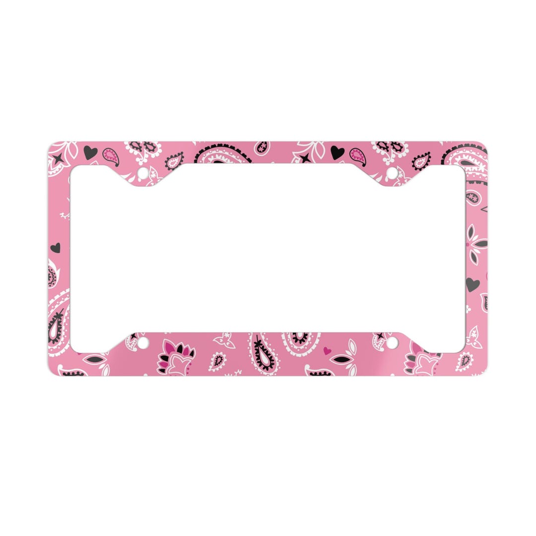 Pink License Frame Pink Paisley Metal License Plate Frame - Car Accessory, Vehicle ...