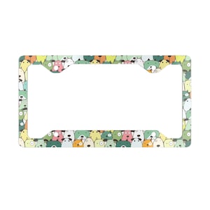Kawaii Dog Metal License Plate Frame, Cute Puppy Car Tag Holder, Animal Lover Gift, Pet Owner Accessories, Car Decoration, Dog Lovers