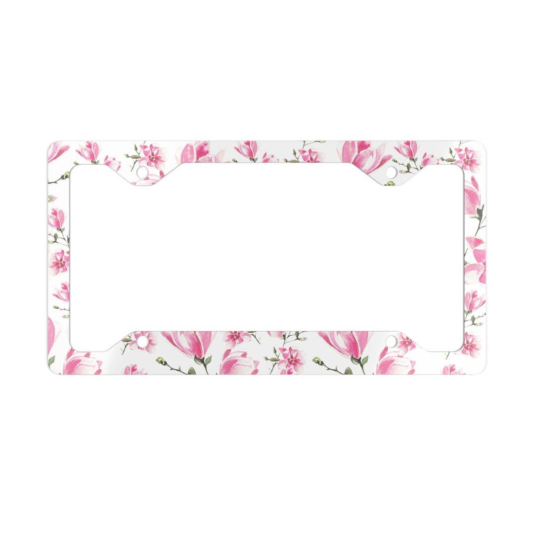 Pink License Frame Pink Floral License Plate Frame - Etsy