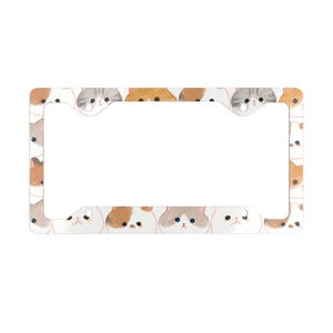 Cute Cat Metal License Plate Frame - Adorable Pet Decor for Cat Lovers, Unique Gift, Car Accessory, Animal Lover&#39;s Item