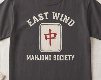 East Wind Mahjong Society Shirt, Vintage Mahjong Tile Tee, Retro Tabletop Gamer Gift, Board Game Club Shirt, Comfort Colors Game Night Tee