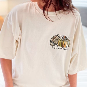 Comfort Colors Fall Shirt, Football and Pumpkin Shirt, Tis the Season Shirt, Cute Fall Pumpkin and Leopard Print Shirt