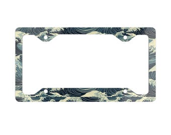 License Plate Frame, Japanese Sea Waves, Car Accessories, Ocean Design, Vehicle Decor, Coastal Decor, Gift for Surfer