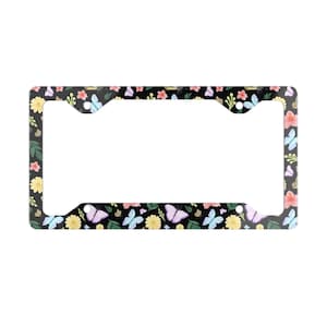 Butterfly Metal License Plate Frame for Nature Lovers, Vehicle Accessory, Car Decor, Insect Enthusiasts, Unique Gift