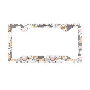 Kawaii Cats License Plate Frame Cute License Plate Frame Cat Lover Metal License Plate Frame
