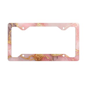 Pink and Gold License Plate Frame - PInk Car Accessory, Custom Vehicle Decor, Pink License Plate Holder