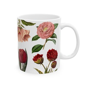 Floral Ceramic Mug, Botanical Coffee Cup, Gift for Garden Lovers, Tea Mug, Floral Decor for Home, Mother&#39;s Day Gift