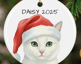 Custom Cat Ornament, Pet Portrait Christmas Ornament