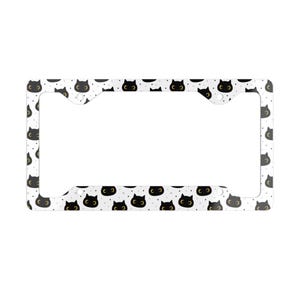 Metal License Plate Frame, Cute Black Cat Faces Car Decor, Vehicle Accessories, Cat Lover Gift, Car Decoration, Cat Mom Gift, Cat Dad