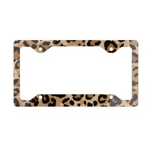 Leopard Print License Plate Frame, Car Accessory, Vehicle Decoration, Animal Print Gift, Safari Theme Auto Decor, Jungle Pattern Tag Holder