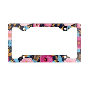 Marco de matrícula de metal con diseño floral: accesorio vintage elegante para automóvil, decoración para automóvil, regalo para ella, estilo boho, regalo para el Día de la Madre