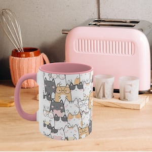 Cat Mug, Pink Cat Mug, Coffee Mug For Cat Lover, Good Morning Cat Human Servant, Cat Owner Mug, Custom Mug For Pet Lover