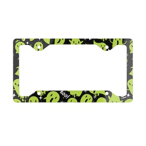 Lime Green Ghost License Plate Frame, Horror Car Accessories, Vehicle Decor, Halloween Decor, Spooky Custom Auto Tags
