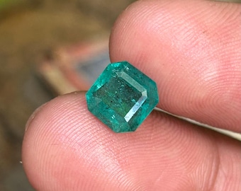 AAA Natural Zambian Emerald 2.05 Carat .5 Step Cut Stone Faceted Loose Stone For Ring ,Fine Quality Vivid Green Emerald 8x7.9x5.2MM