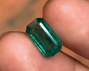 AAA Natural Zambian Emerald 3.50 Carat .5 Step Cut Stone Faceted Loose Stone For Ring ,Fine Quality Vivid Green Emerald 12x6.9x5MM