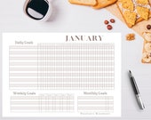 12 Month Printable WELLNESS PLANNER Beige, Exercise Planner, Wellness Goals, Healthy Eating Planner, Fitness Tracker, Healthy Habits Tracker