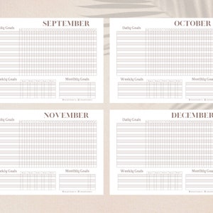 12 Month Printable GOAL TRACKER Beige, Printable Goal Planner ...