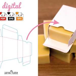 Boite à savon, fichier numérique imprimable - Digital printable diecut for soap box - 60x80x30mm - PDF, EPS, SVG