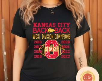 Kansas City Chiefs Back to Back Straight Eight Western Division Champions Red Font  DTF Transfer