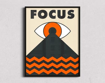Póster motivacional para la oficina, arte para la pared de la oficina en casa, lámina del tercer ojo, ilustración geométrica del ojo, regalo para él, arte gráfico llamativo, decoración retro.
