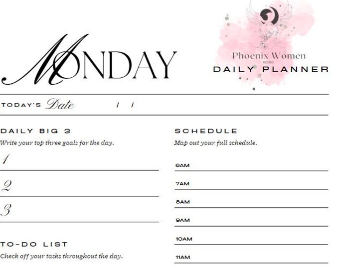 Daily planner for busy working mothers - printing friendly