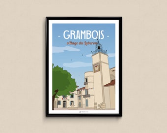 Poster Grambois, village of Luberon