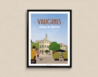 Poster Vaugines, village of Luberon