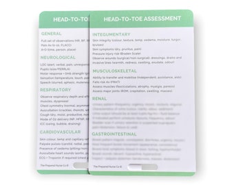 Head-to-Toe Assessment | Nursing Reference Card, Badge Card, Nursing pocket card, Nursing gift ideas, new nurse gift, nursing pocket card