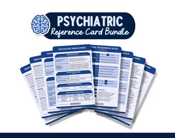 Psychiatric Nursing Reference Card Bundle, Mental Health Badge Card Bundle, Psych Nurse Badge Card Pack, Mental Health Reference Card Pack