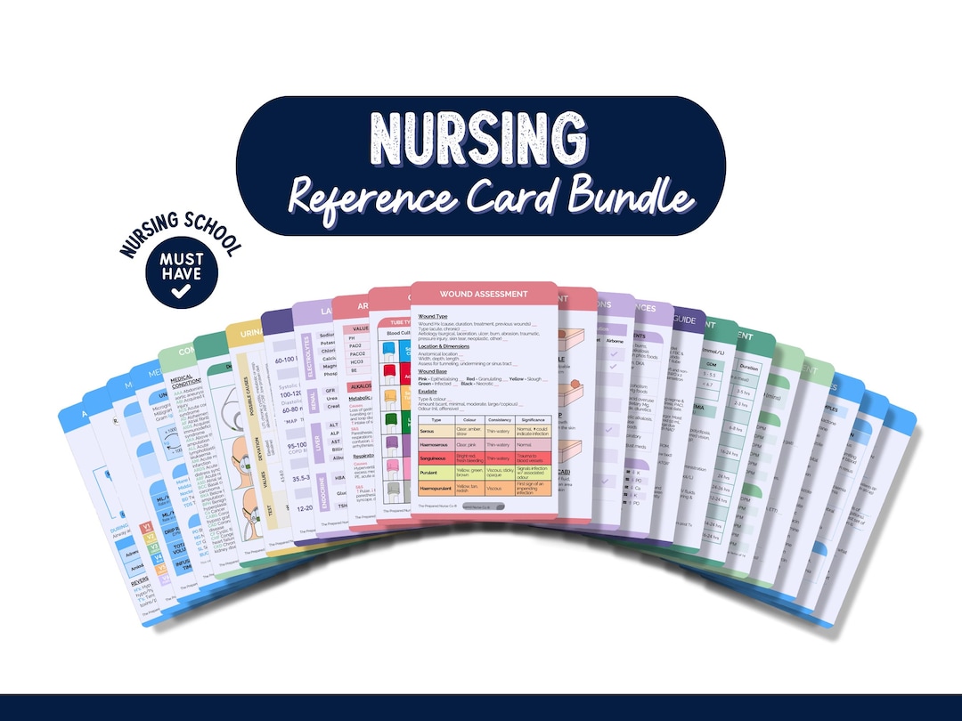 Nursing Reference Card Bundle, Nursing Cards, Nursing Badge Cards ...