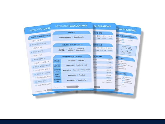 Medication Calculation Nurse Reference Card, Drug Calculation Badge Card,  Medication Calculation Badge Card, Dosage Calculation Badge Buddy