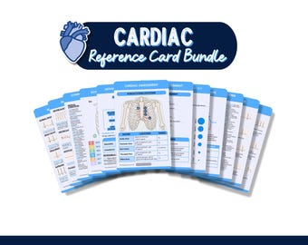 Cardiac Nurse Reference Card Bundle, Cardiac Badge Card Pack, Cardiac Nurse Badge Buddy, Clinical Cards Cardiac Nurse, Cardiac Pocket Card