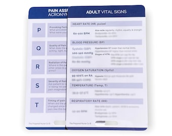 Adult Vital Signs & Pain Assessment Nursing Reference Cards, Adult