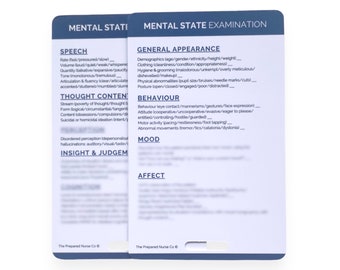 Mental State Examination | Nursing Reference Card, Badge Card, Psychiatric Nurse, Pocket Card, Lanyard Card, Badge Buddy
