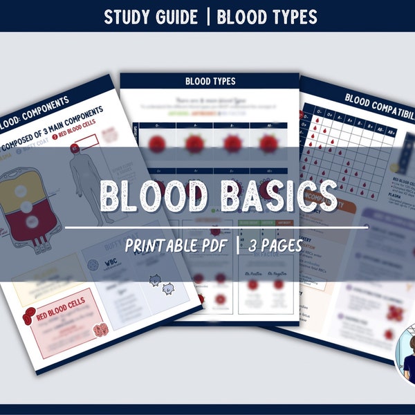 Blood Basics | Nursing Notes, Nursing School Notes, Blood Type Notes, Notes for Nursing School, Nursing Downloads