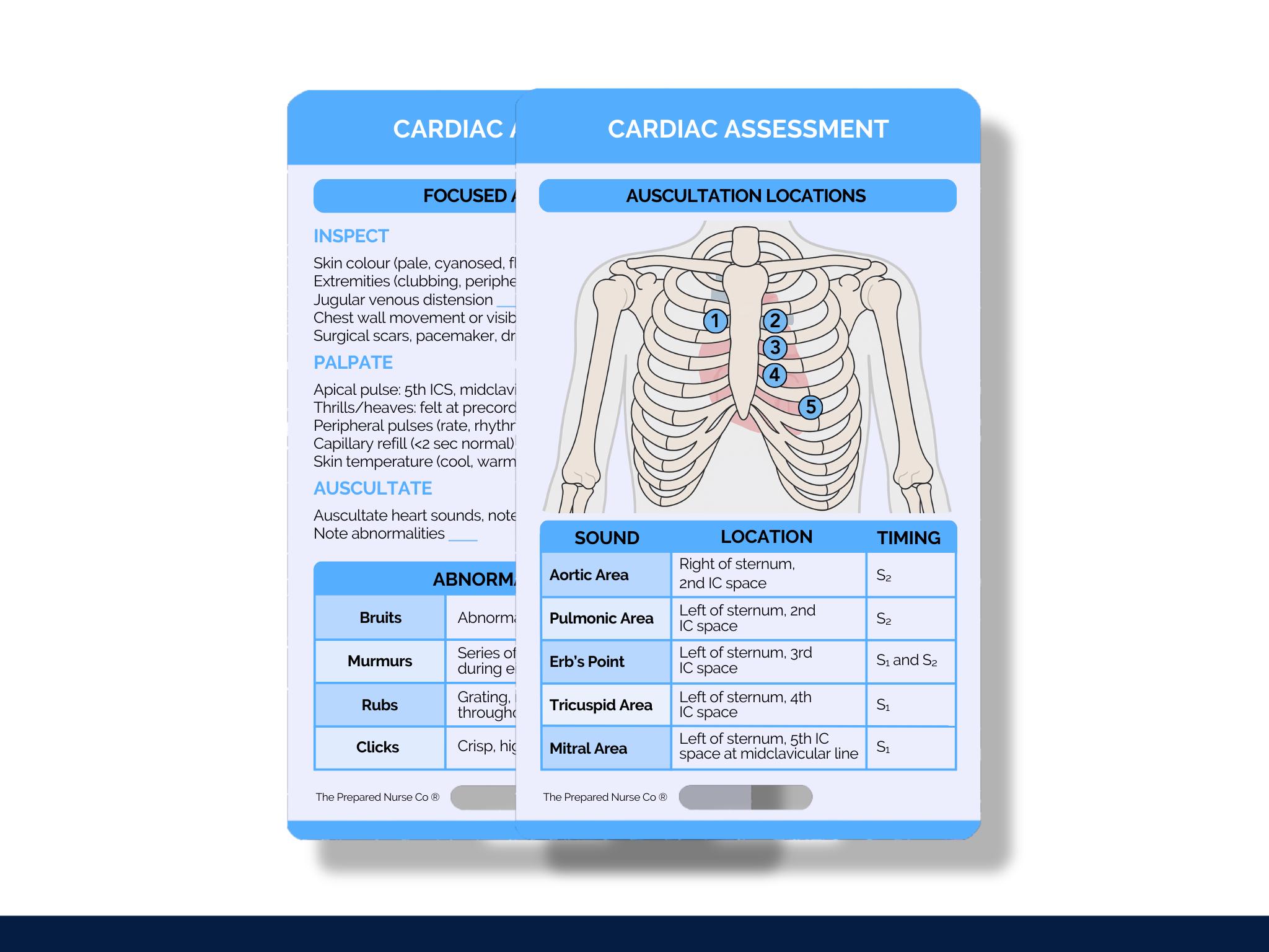 Cardiac Assessment, Nursing Reference Cards, Cardiac Badge Buddy