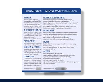 Mental State Examination, MSE Badge Card, MSE Badge Buddy, Psychiatric Nurse Reference Card, Mental Health Nurse Badge Cards, Psych Nurse