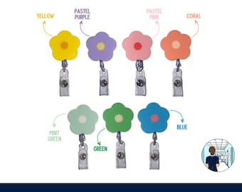 Aazon.co : 4 Pcs Flower Badge Reel Convenient Nurse Badge Reel With