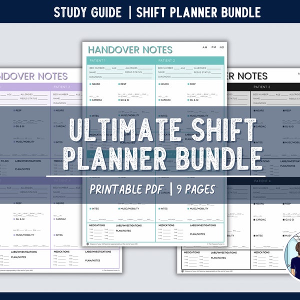 Ultimate Shift Planner Bundle | Shift planner, nursing notes, nursing report, nursing handover, nursing planner, nurse shift, new nurse,