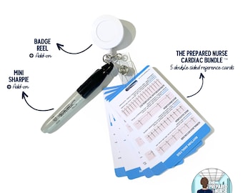Cardiac Reference Card Bundle  | Reference Cards, Cardiac Nurse Reference Cards, Emergency Nursing, ED, Badge Cards, Nursing Pocket Card