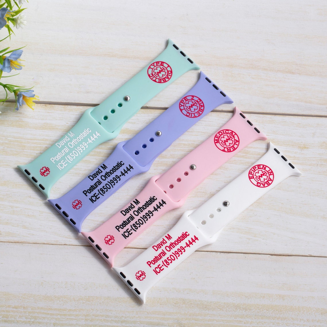 Emergency Medical Alert Watch Strap band fits 38/40 and Etsy