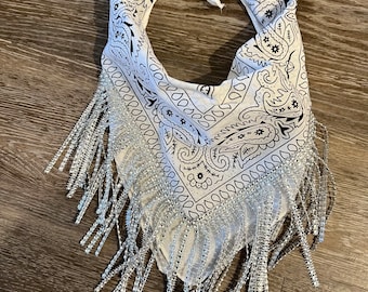 Rhinestone Fringe Bandana / Nashville Bachelorette Party / Cosmic Cowgirl / Nash Bash / Disco Cow Print / Let’s Go Girls / Space Cowgirl